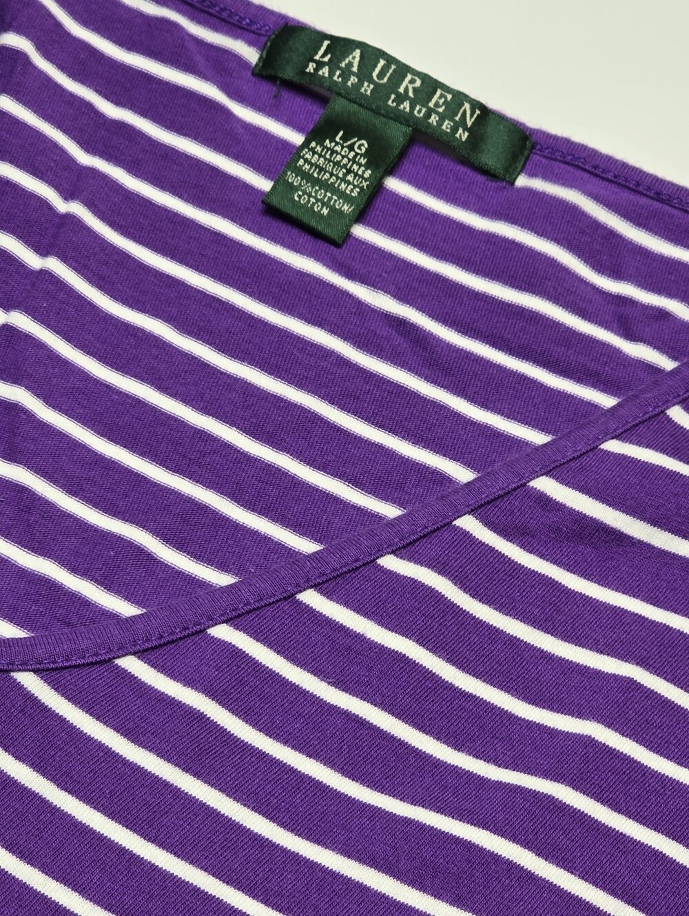 Lauren Ralph Lauren Bundle Of 2 Pink and Purple Striped V-Neck Tank Tops - Picture 10 of 10
